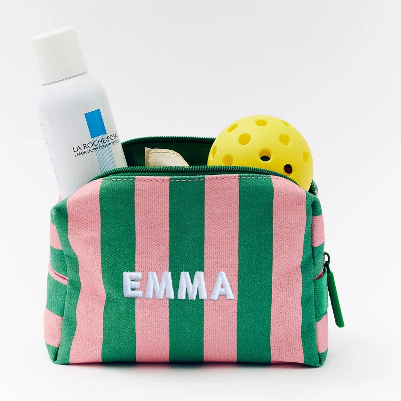 Striped Take It Away Custom Name Storage Pouch - Grove made by BaubleBar