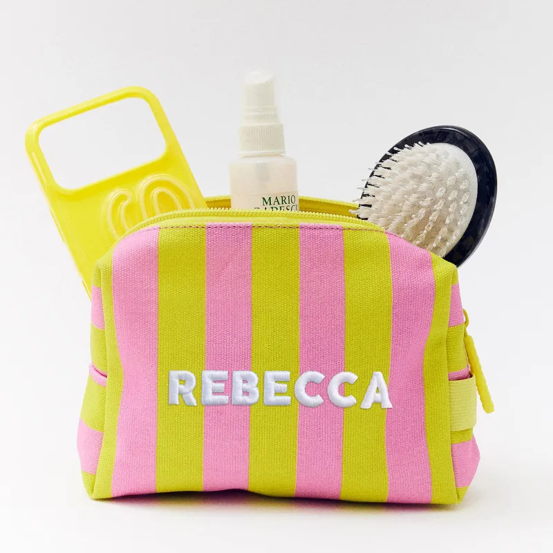 Striped Take It Away Custom Name Storage Pouch - Soleil made by BaubleBar