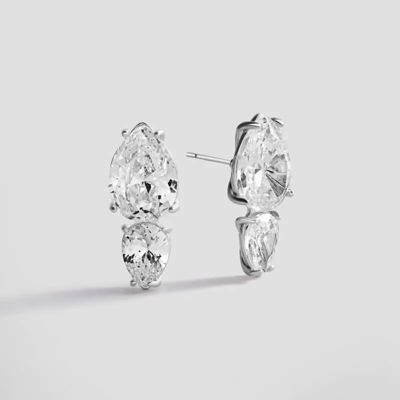 Alessia Two-Stone Crystal Earrings made by BaubleBar