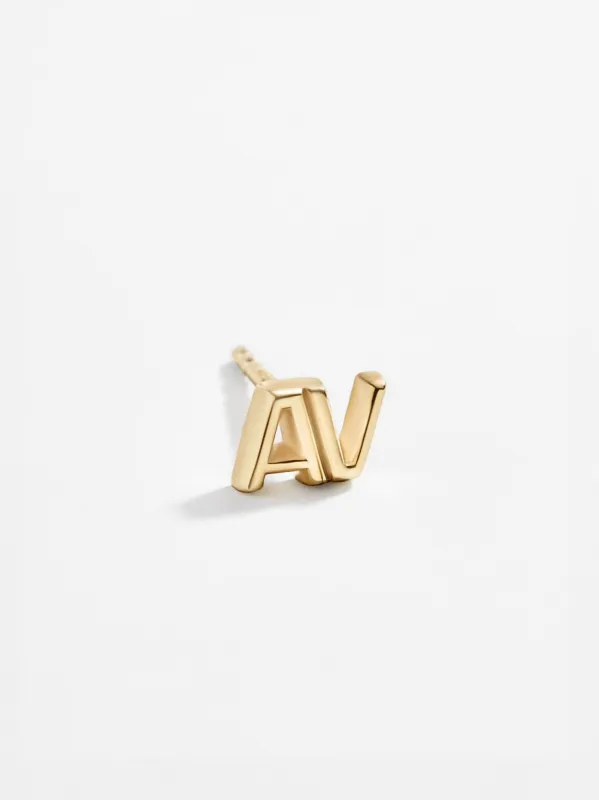 Single 18K Gold Double Initial Earring - Gold sold by BaubleBar