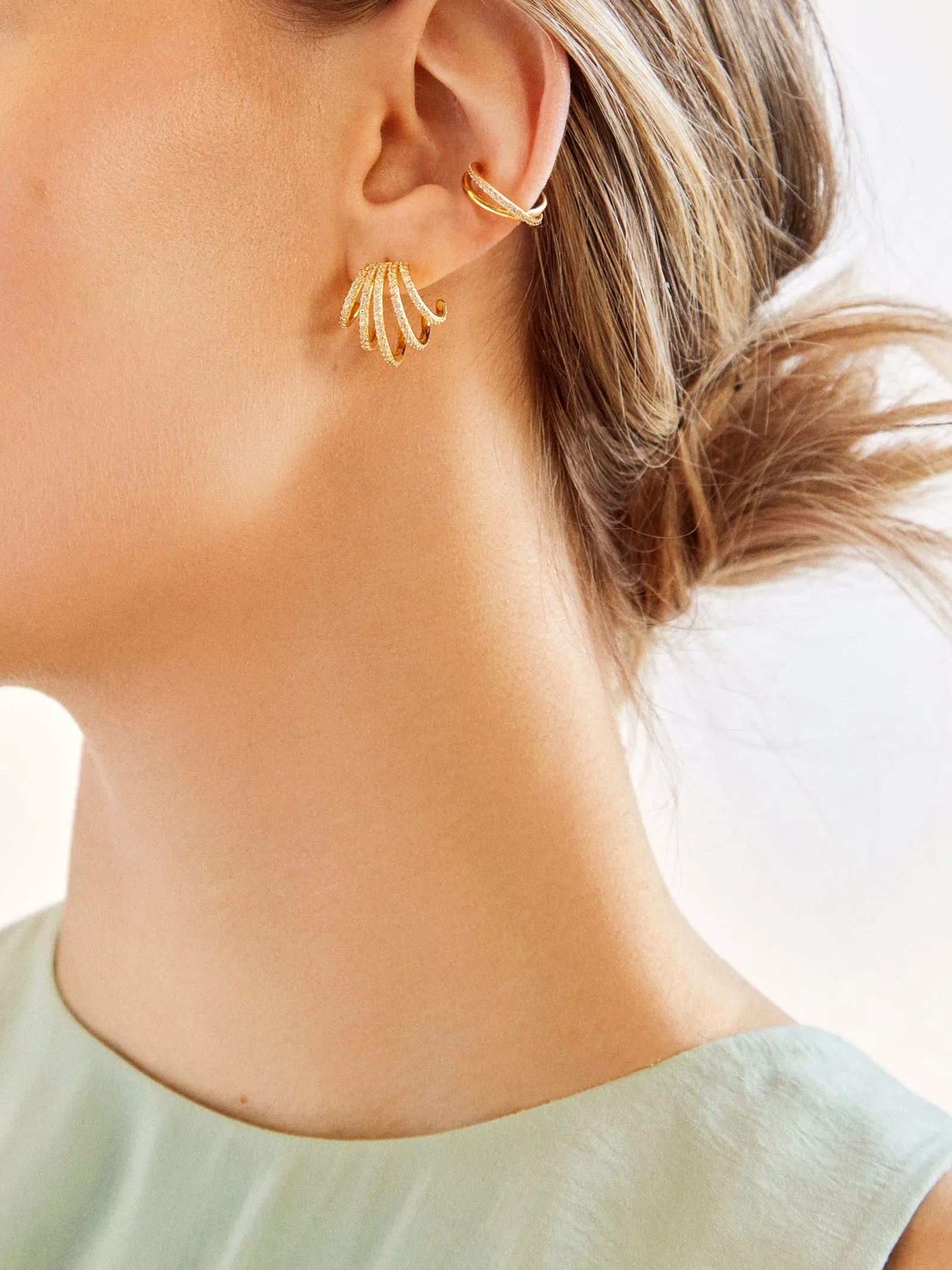 Abby 18K Gold Earrings - Gold/Pavé sold by BaubleBar product image thumbnail 2