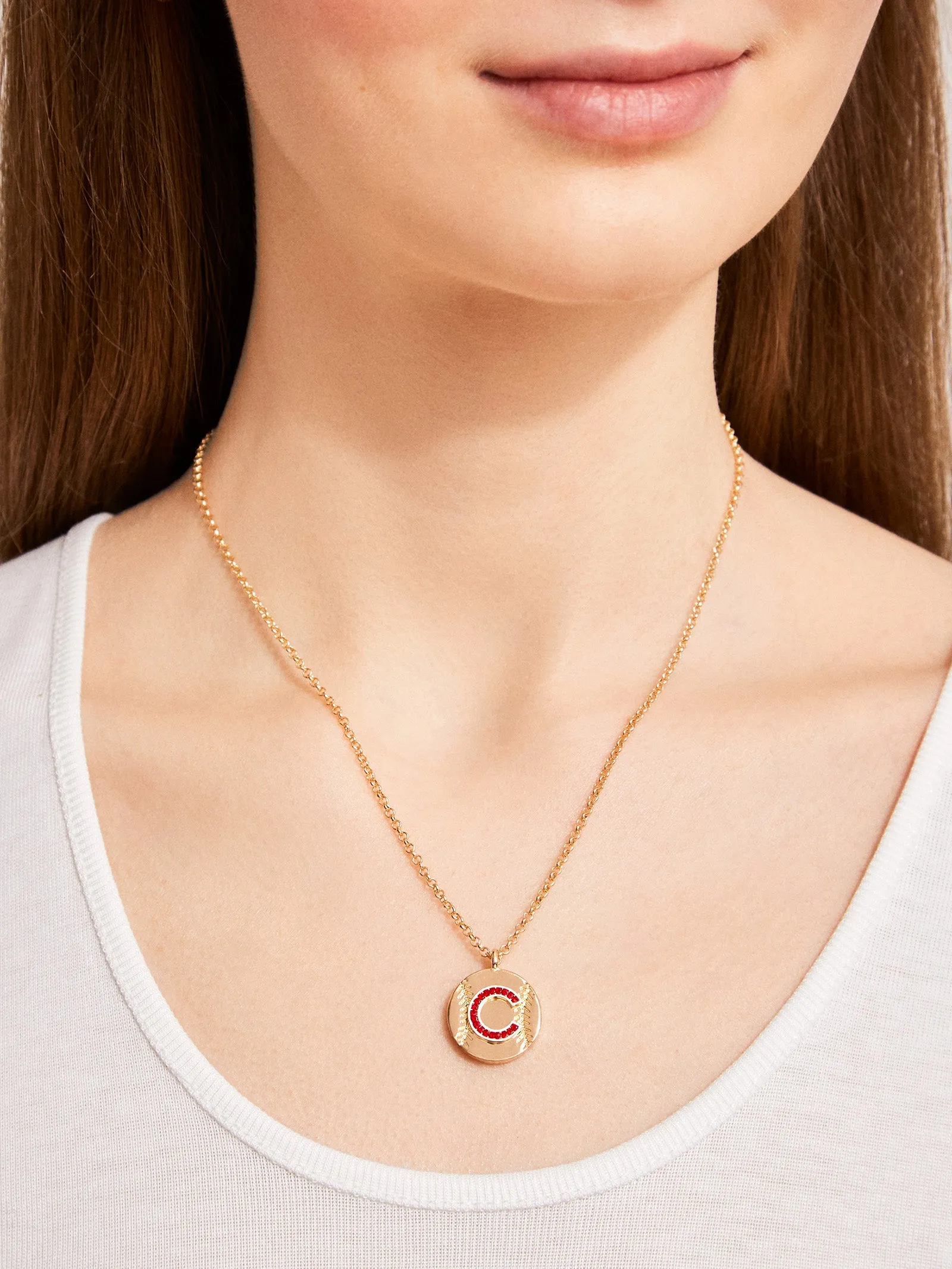 MLB Gold Baseball Charm Necklace - Chicago Cubs sold by BaubleBar product image thumbnail 2