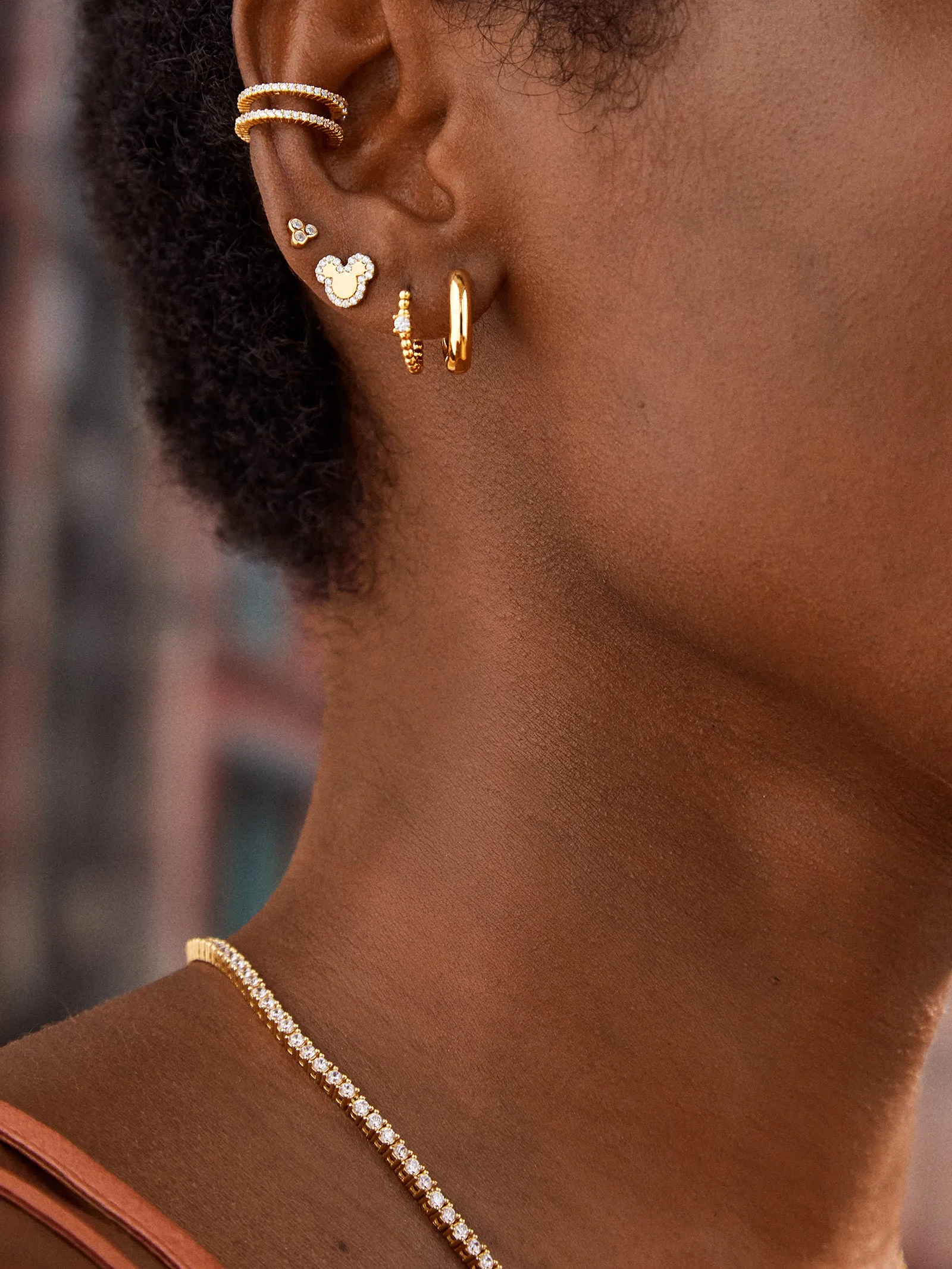 Disney 18K Gold Sterling Silver & Cubic Zirconia Studs - Gold/Pavé sold by BaubleBar product image thumbnail 2