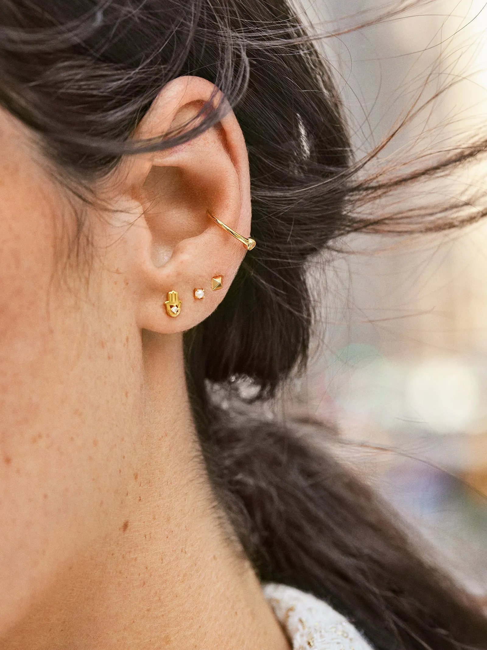 Inanna 18K Gold Earrings - Hamsa sold by BaubleBar product image thumbnail 2