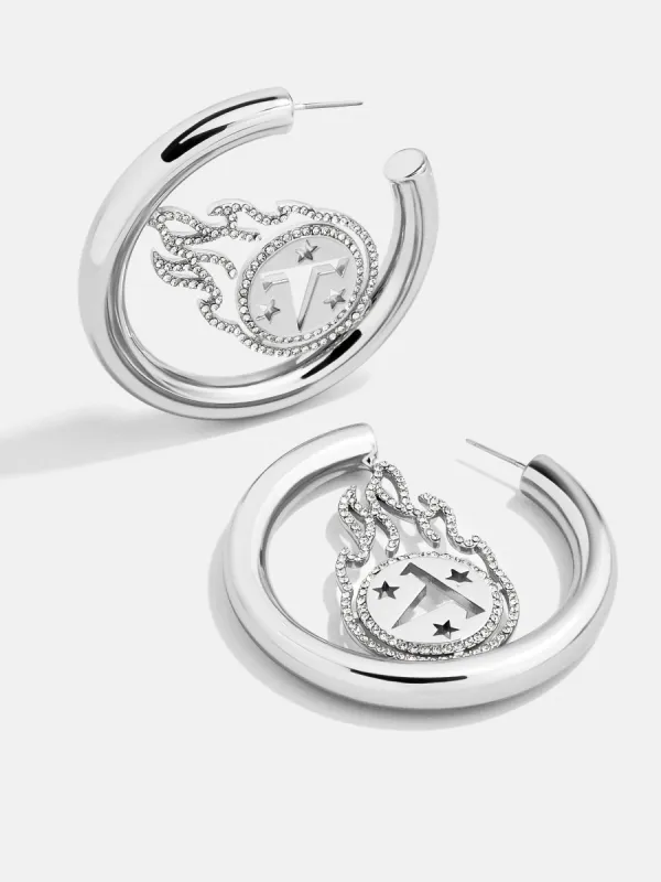 Tennessee Titans NFL Logo Silver Hoop Earrings sold by BaubleBar