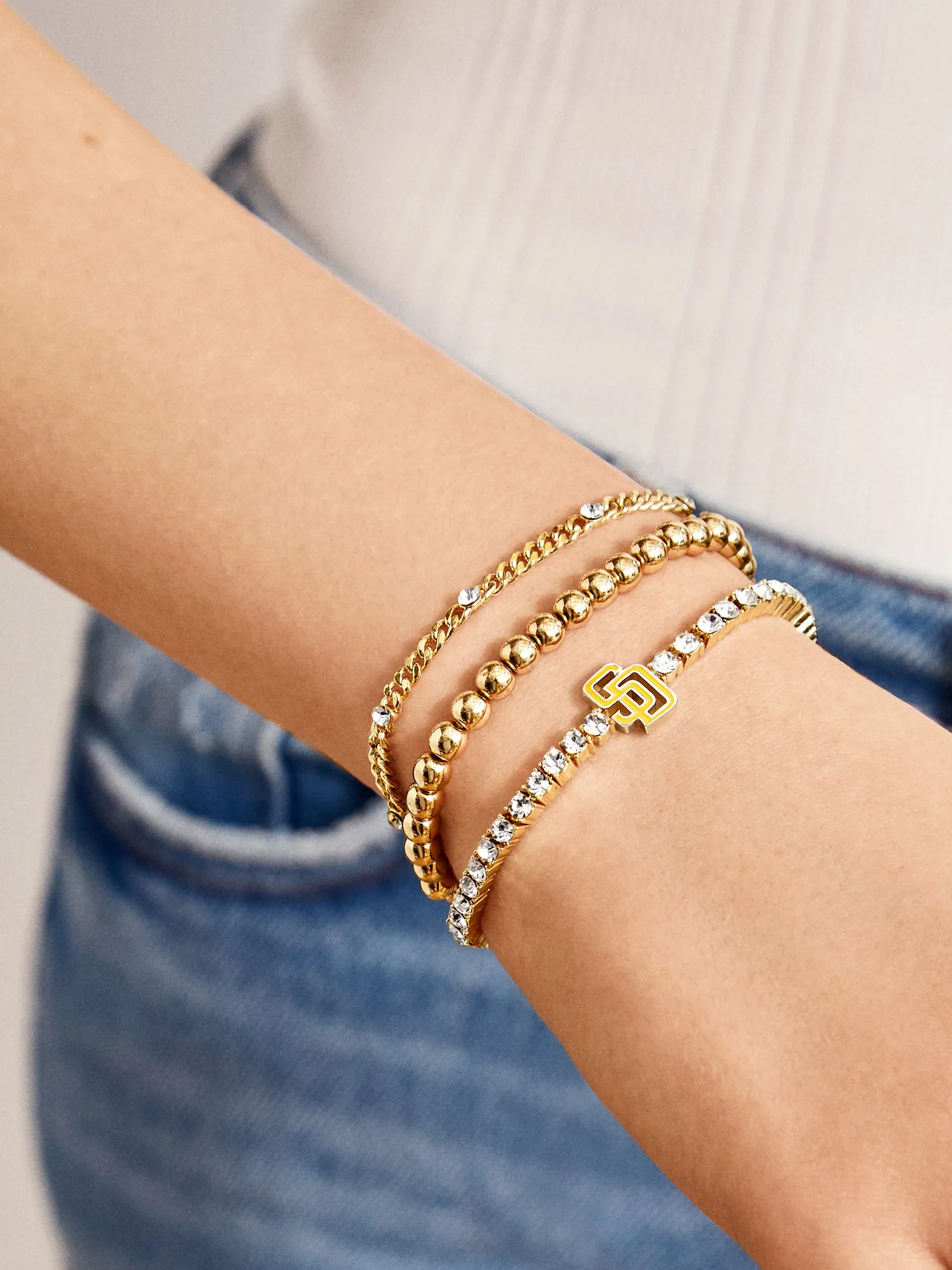 MLB Gold Tennis Bracelet - San Diego Padres sold by BaubleBar product image thumbnail 2