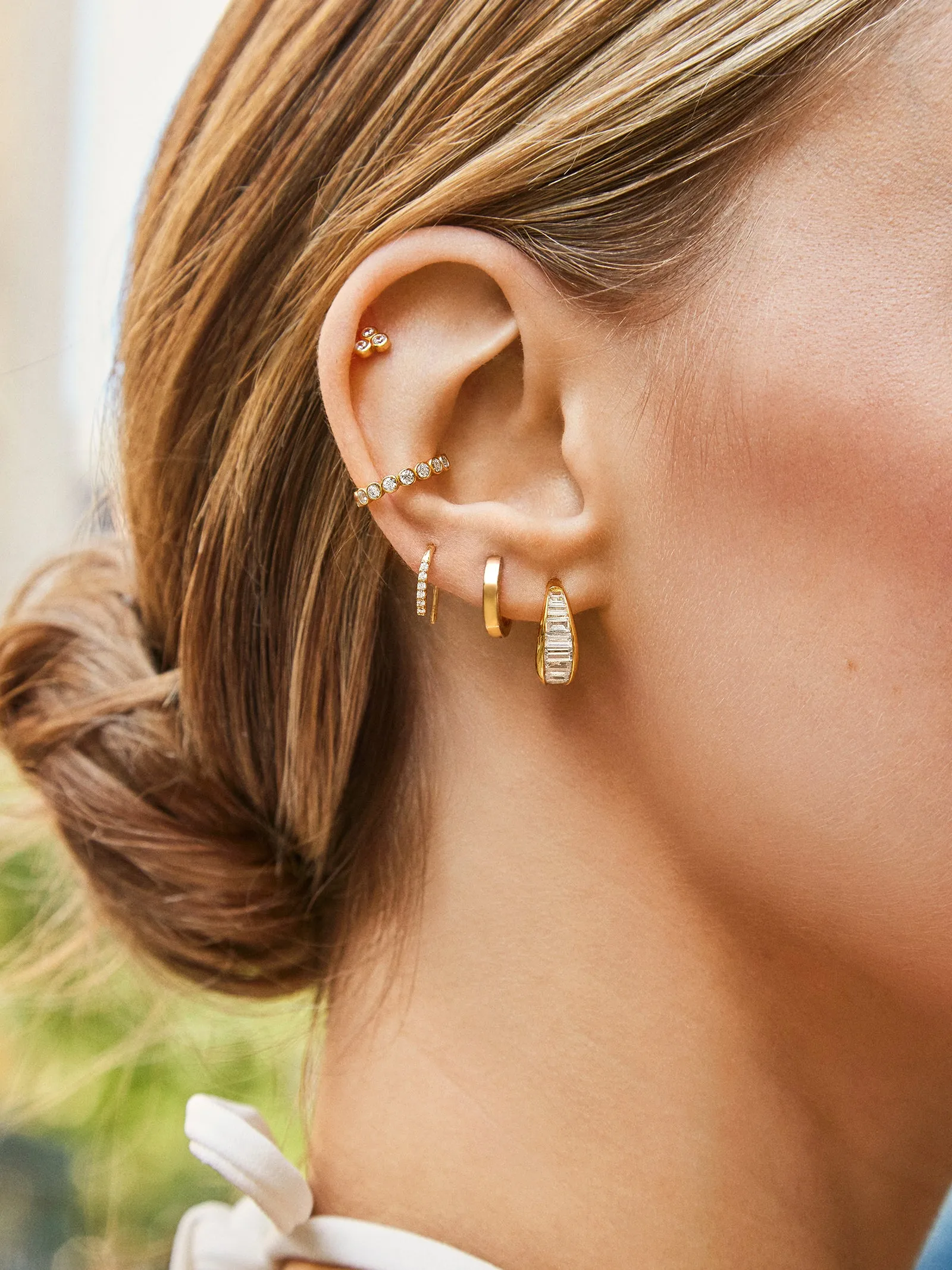 Tina 18K Gold Earrings - Gold/Pavé sold by BaubleBar product image thumbnail 2