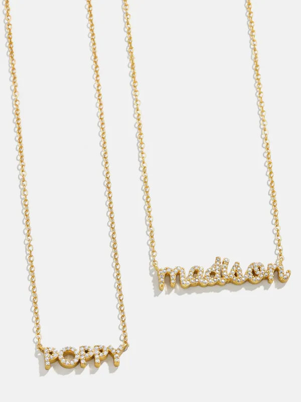 18K Custom Nameplate Necklace - Mini Classic Script Font sold by BaubleBar