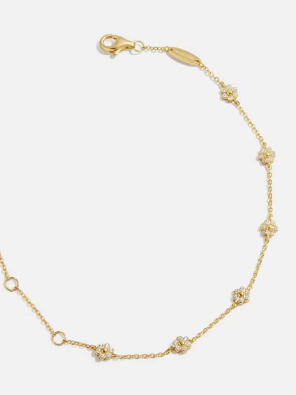 Petunia 18K Gold Bracelet - Clear Flower sold by BaubleBar