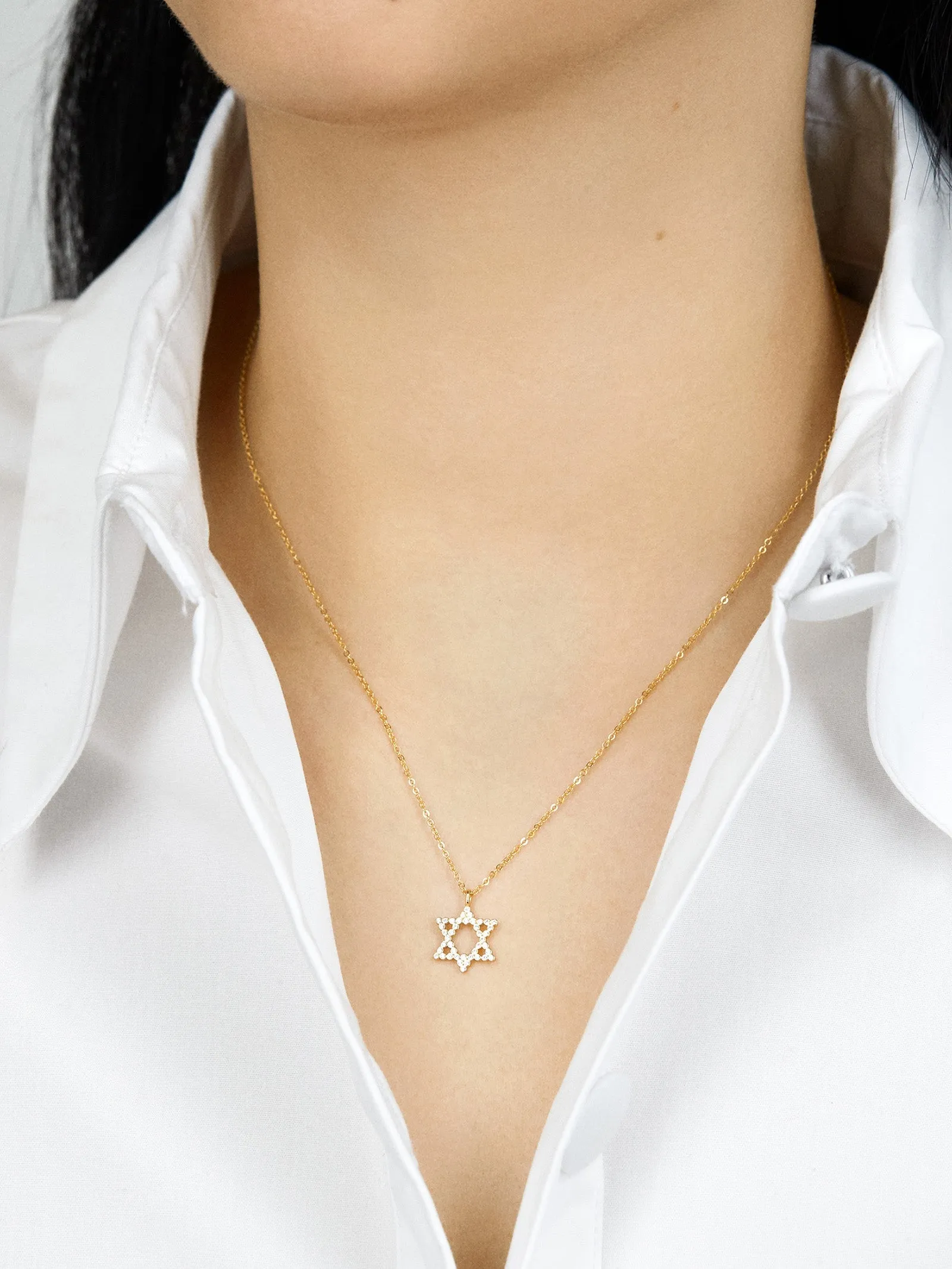 Star of David 18K Gold Necklace - Gold/Pavé sold by BaubleBar product image thumbnail 2