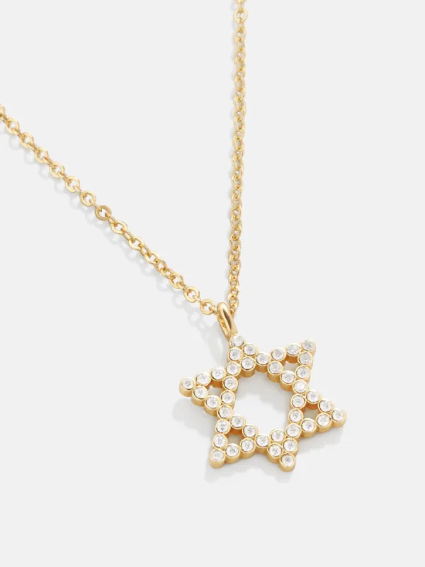Star of David 18K Gold Necklace - Gold/Pavé sold by BaubleBar