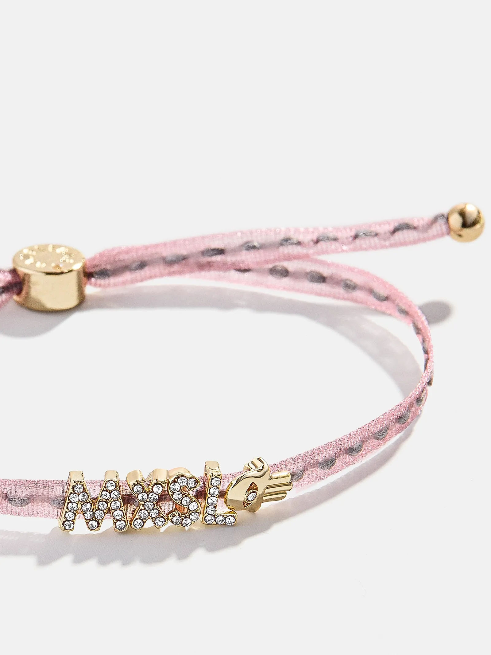 Custom Ribbon Bracelet - Pink & Grey Ribbon sold by BaubleBar