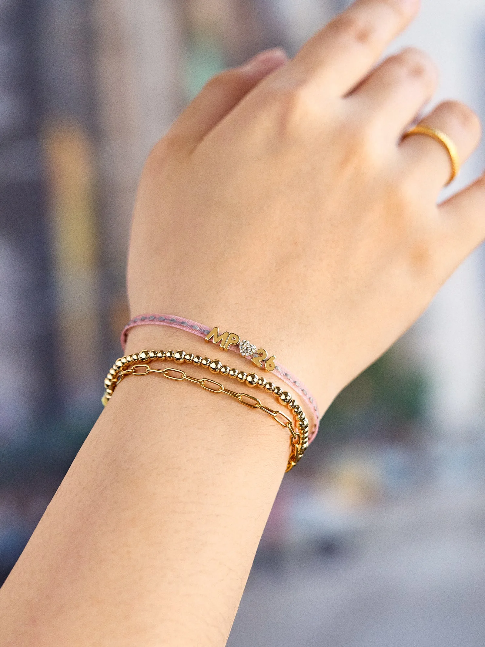 Custom Ribbon Bracelet - Pink & Grey Ribbon sold by BaubleBar product image thumbnail 2