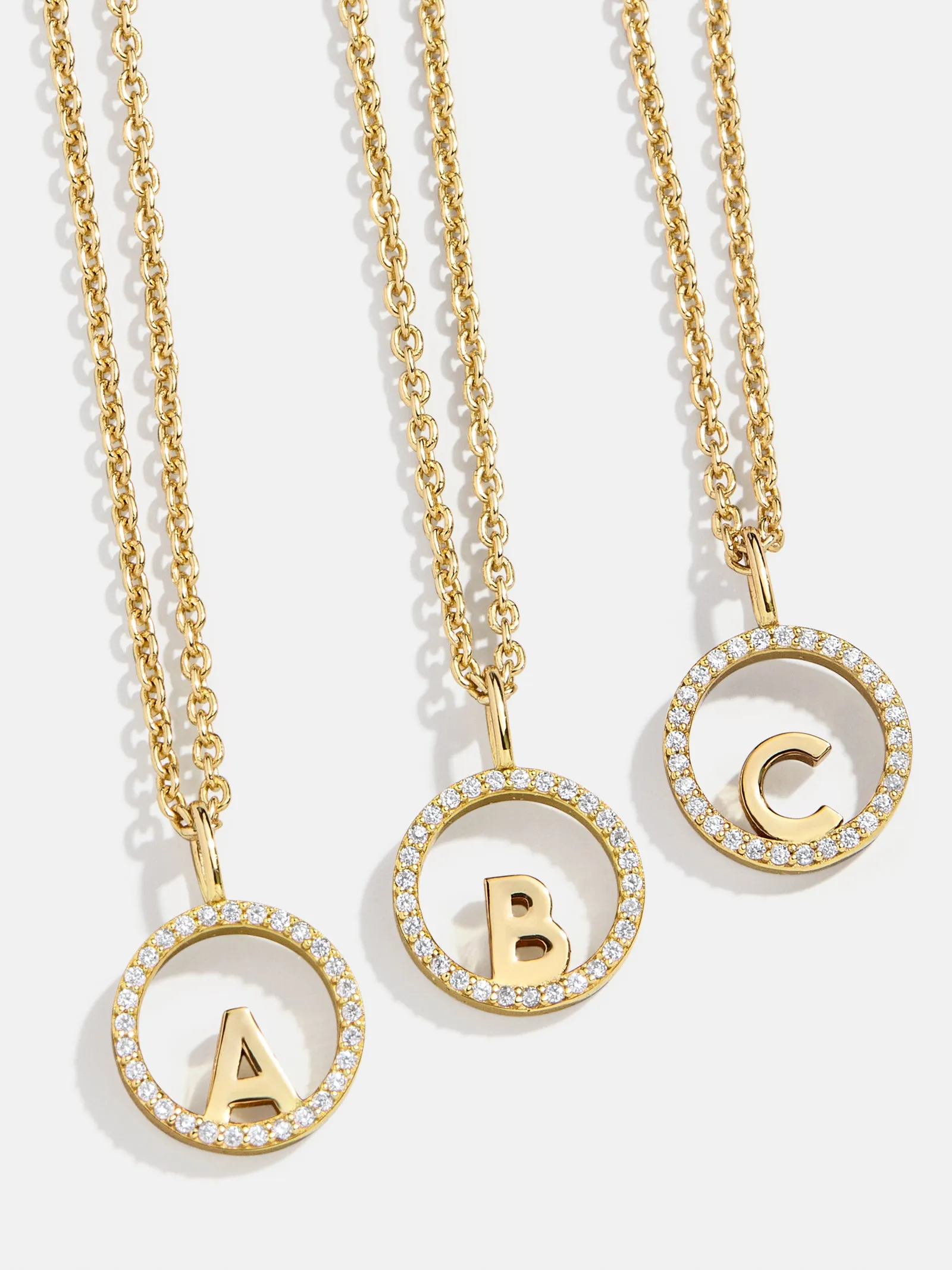 18K Gold Floating Initial Necklace - Gold/Pavé sold by BaubleBar