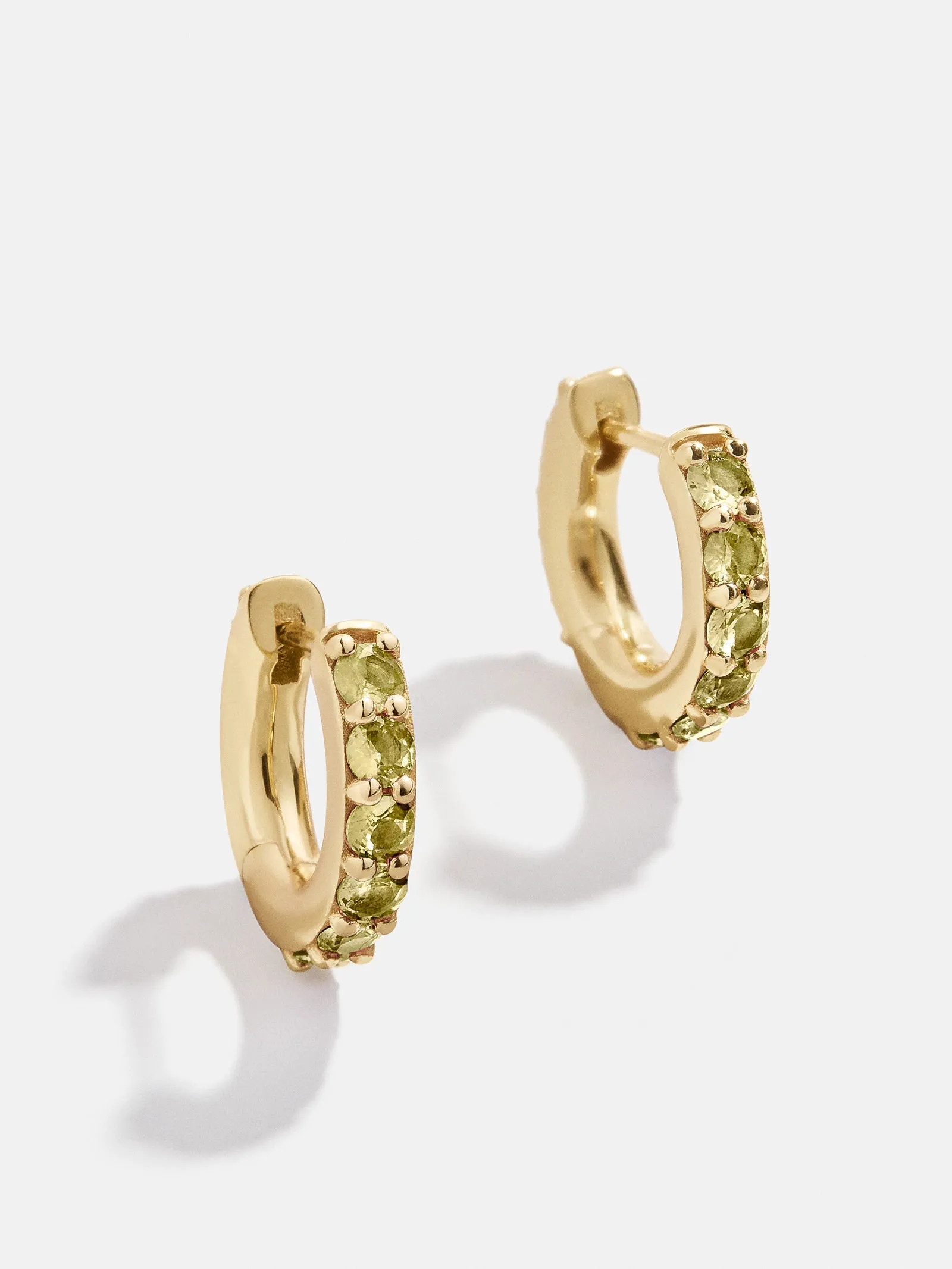 18K Gold Birthstone Huggie Earrings - Peridot sold by BaubleBar