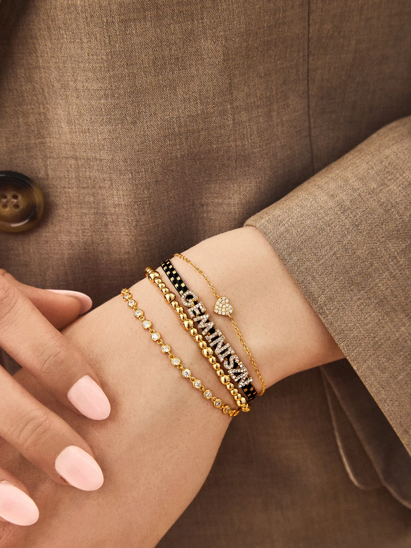 Custom Ribbon Bracelet - Black Checkerboard Ribbon sold by BaubleBar product image thumbnail 2