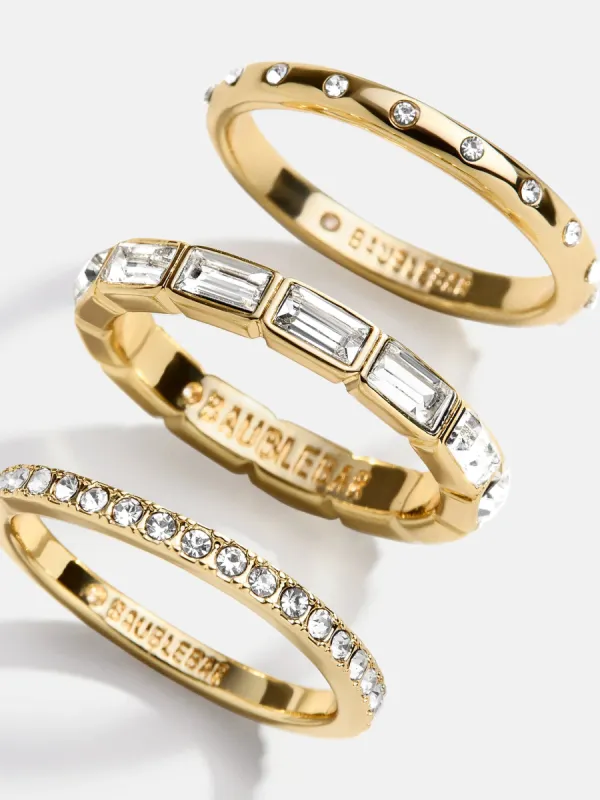 Amber Ring Set - Gold/Pavé sold by BaubleBar