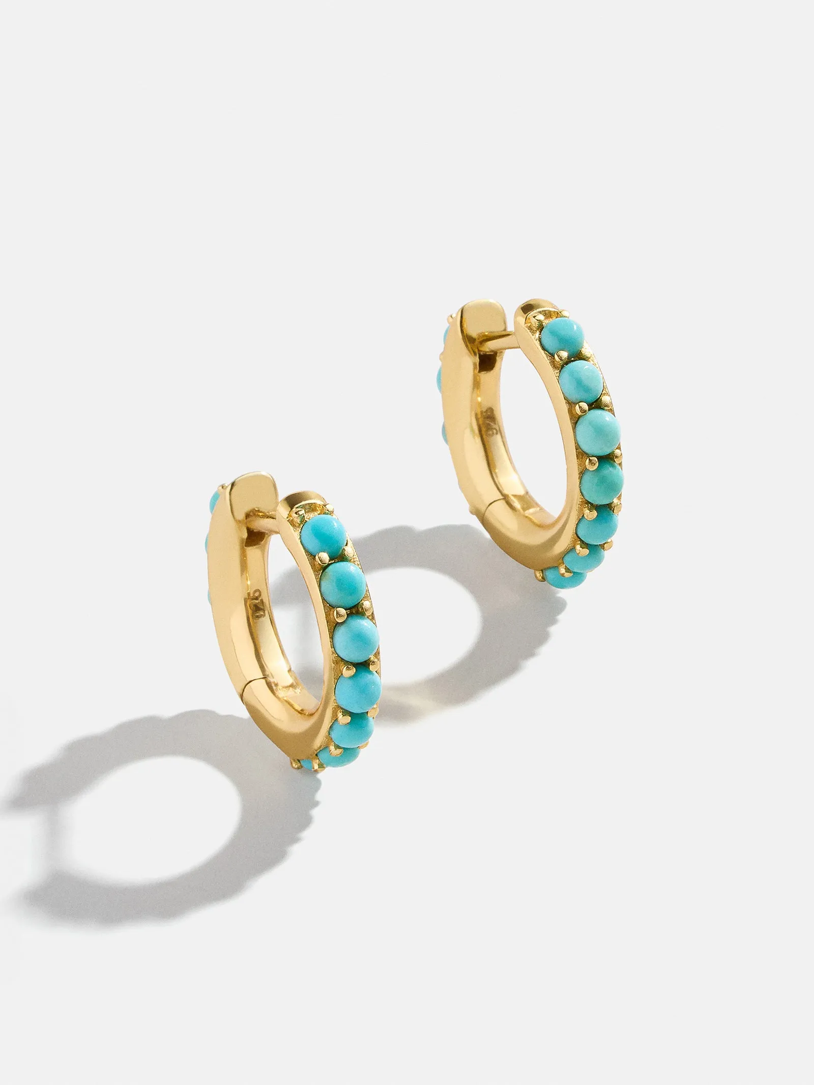 18K Gold Semi-Precious Huggie Earrings - Turquoise sold by BaubleBar