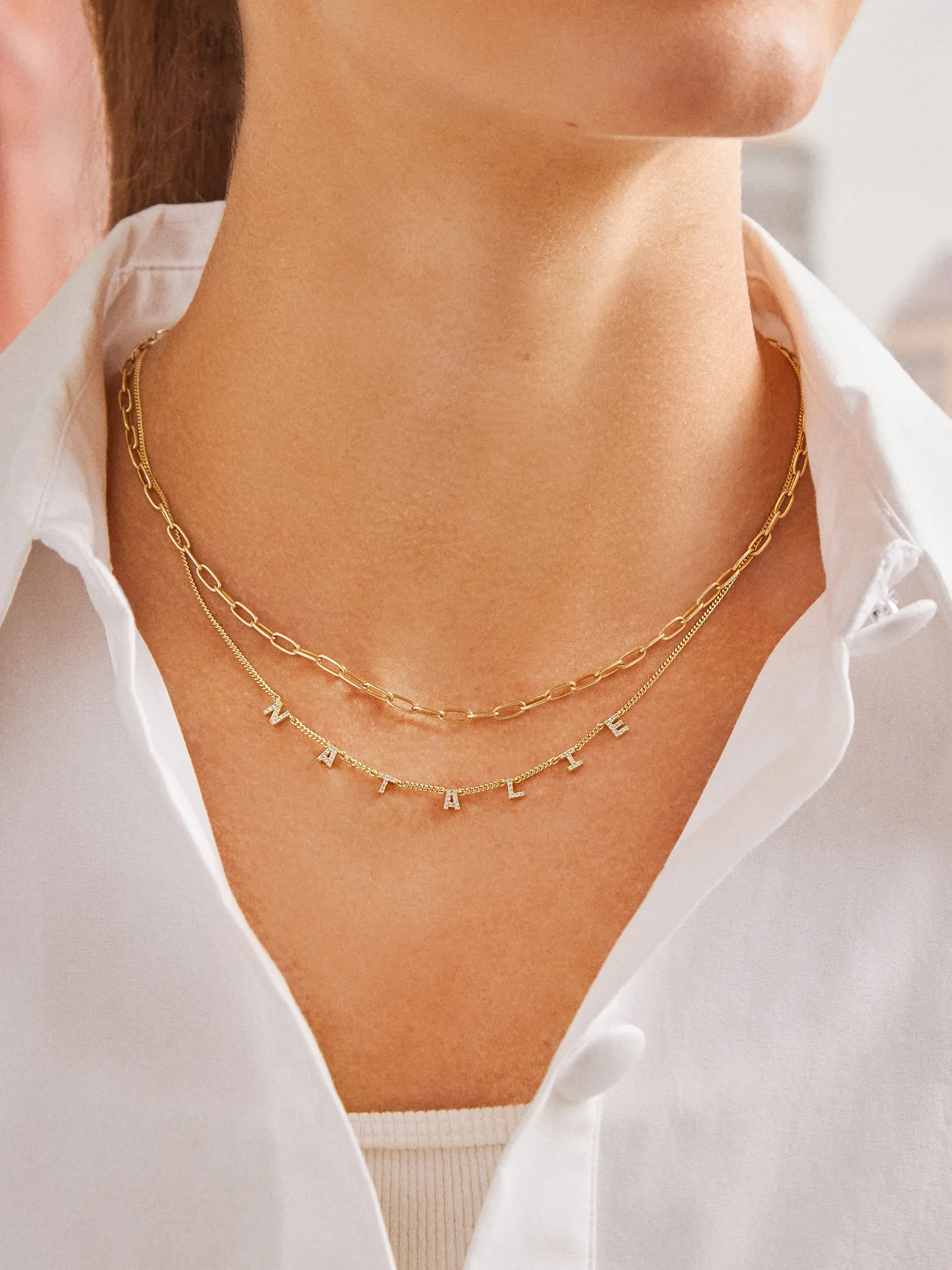 Mini 14K Gold Spaced Letter Custom Name Necklace - 14K Gold sold by BaubleBar product image thumbnail 2