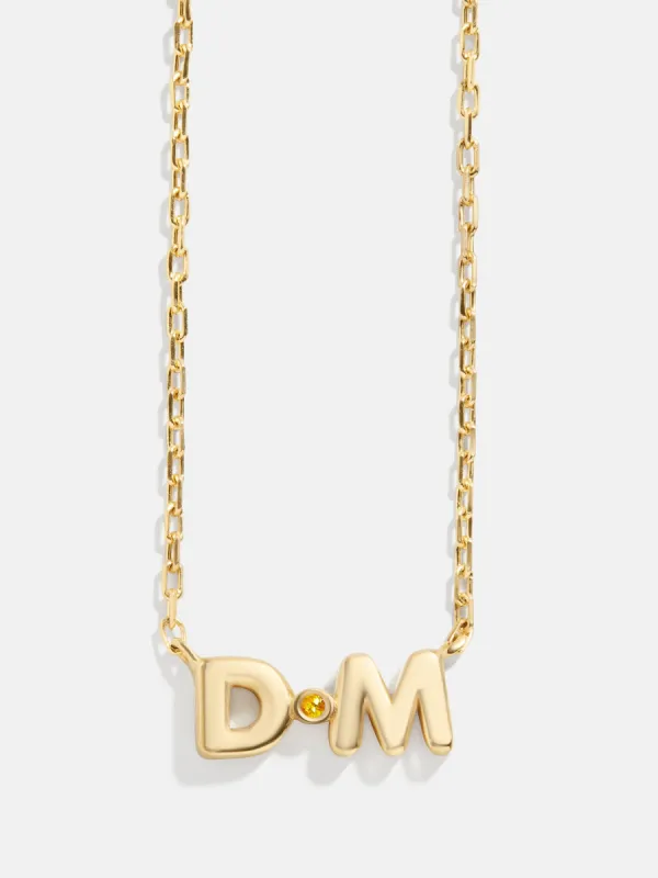 18K Gold Vermeil Double Initial Birthstone Custom Necklace - Topaz sold by BaubleBar