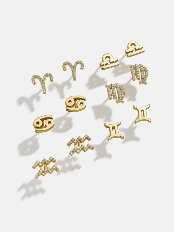 18K Gold Zodiac Earrings - 18K Gold. Pavé Cubic Zirconia Stones sold by BaubleBar