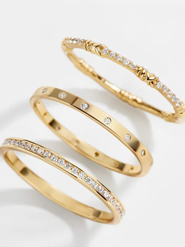 Maddie 18K Gold Ring Set - Gold/Pavé sold by BaubleBar