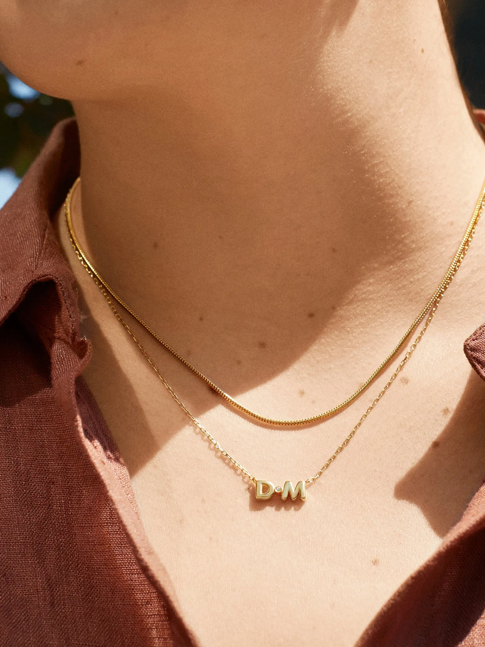 18K Gold Vermeil Double Initial Birthstone Custom Necklace - Garnet sold by BaubleBar product image thumbnail 2