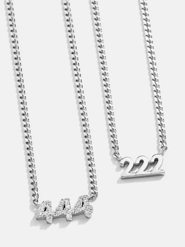 Sterling Silver Custom Angel Number Necklace - Silver sold by BaubleBar