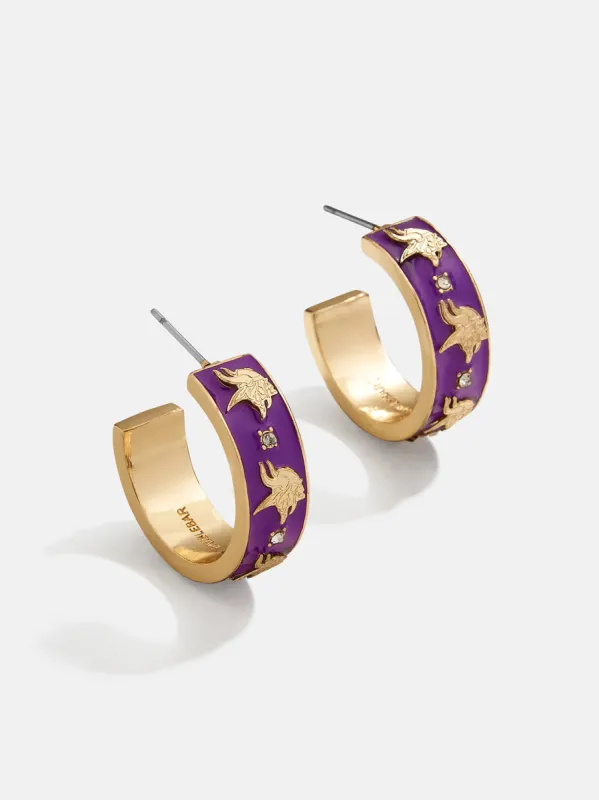 WEAR By Erin Andrews x BaubleBar Minnesota Vikings Enamel Hoop Earrings - Minnesota Vikings sold by BaubleBar