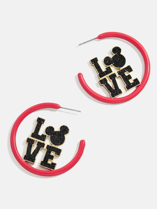 Mickey Mouse disney Love Earring Hoops - Red sold by BaubleBar