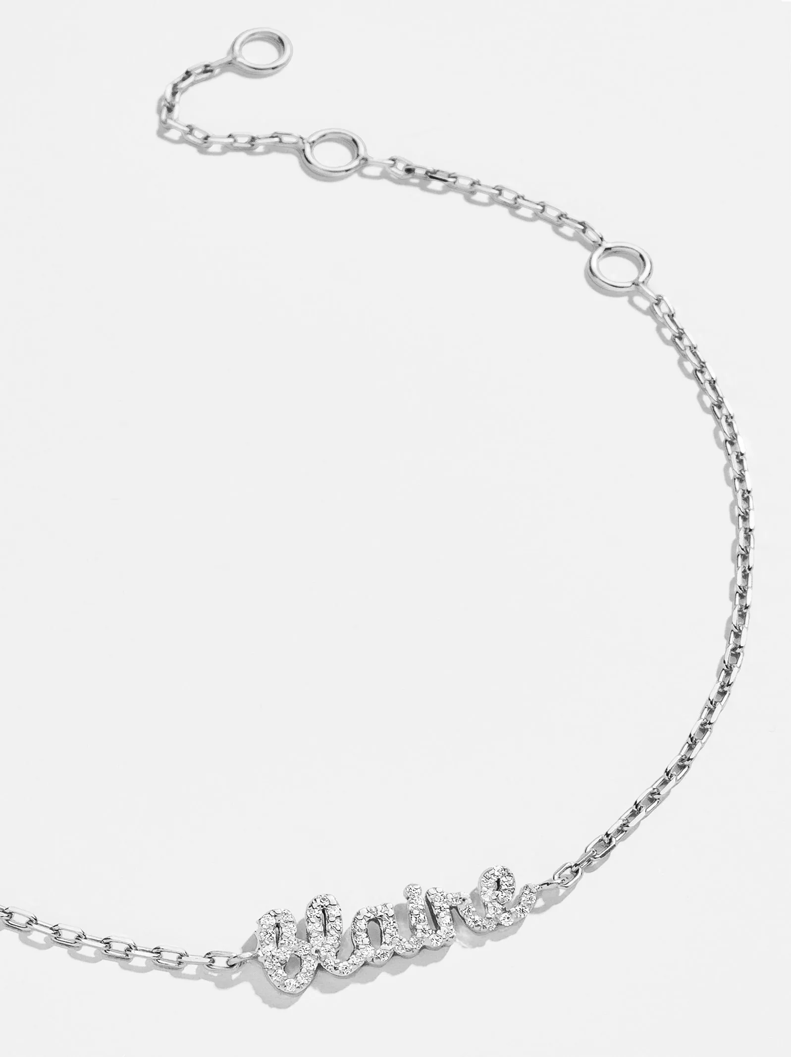 Sterling Silver Pavé Custom Nameplate Bracelet - Sterling Silver. Pavé Cubic Zirconia Stones sold by BaubleBar