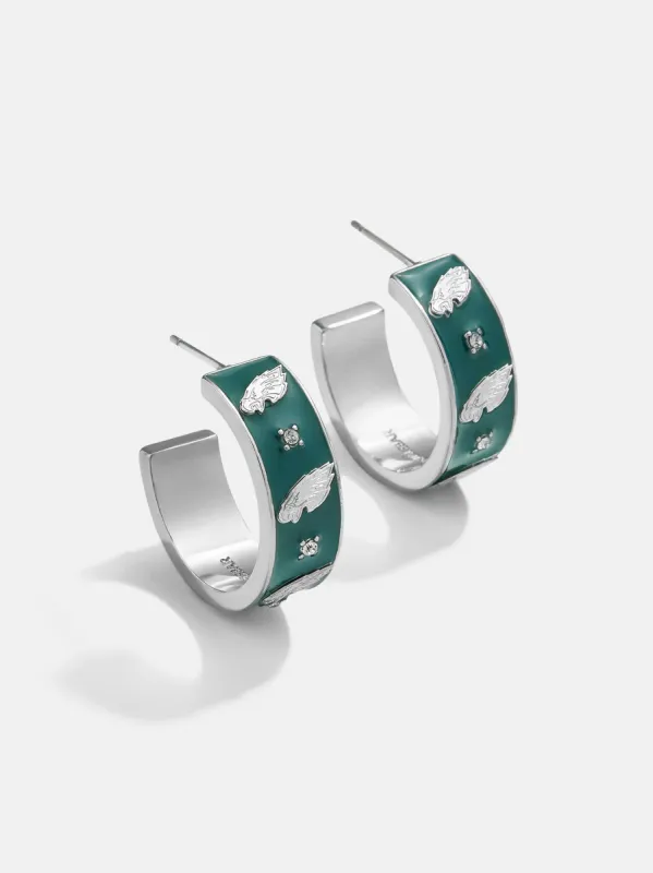 WEAR By Erin Andrews x BaubleBar Philadelphia Eagles Enamel Hoop Earrings - Philadelphia Eagles sold by BaubleBar