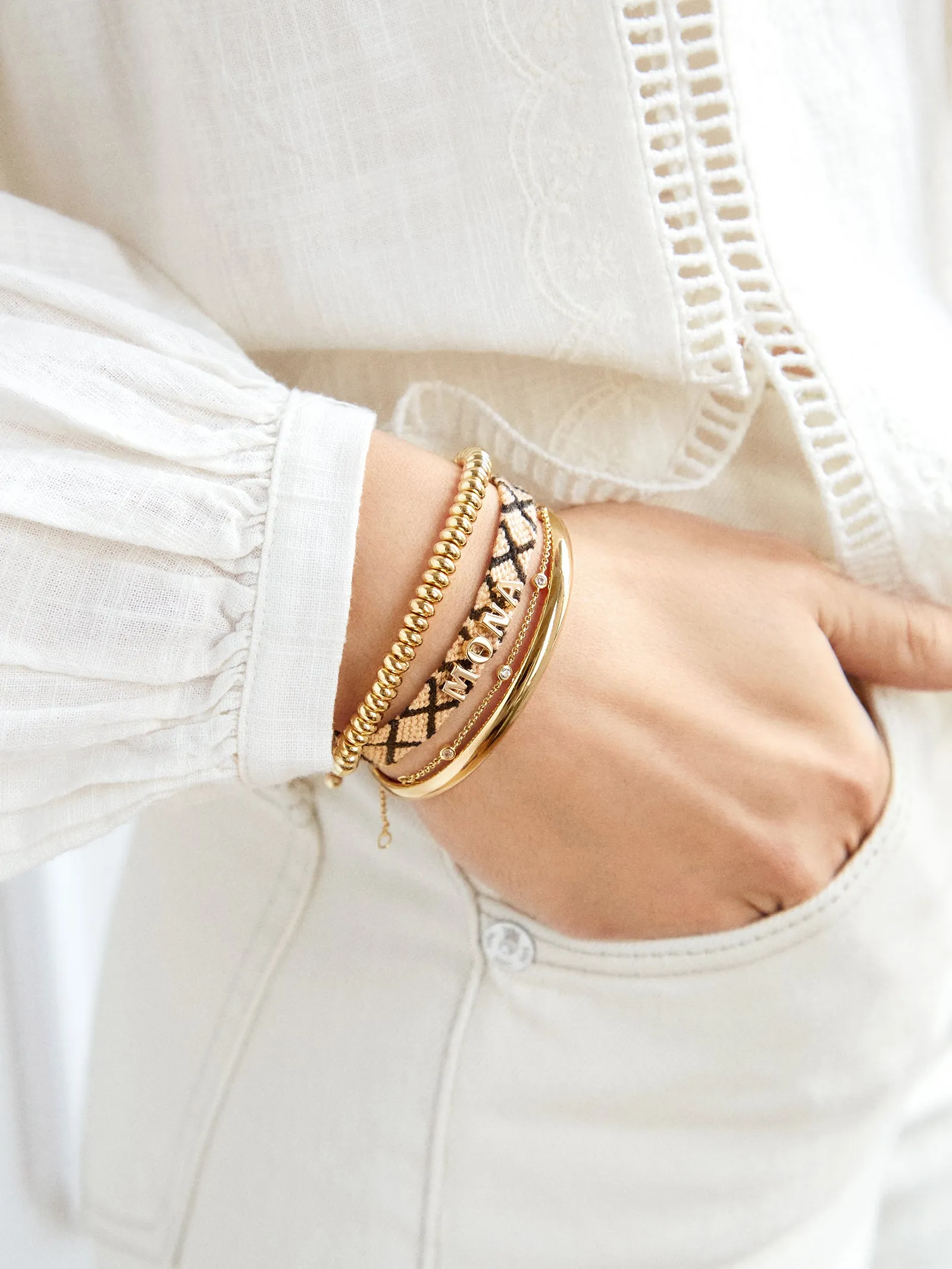 Woven Custom Friendship Bracelet - Neutral Criss Cross sold by BaubleBar product image thumbnail 2