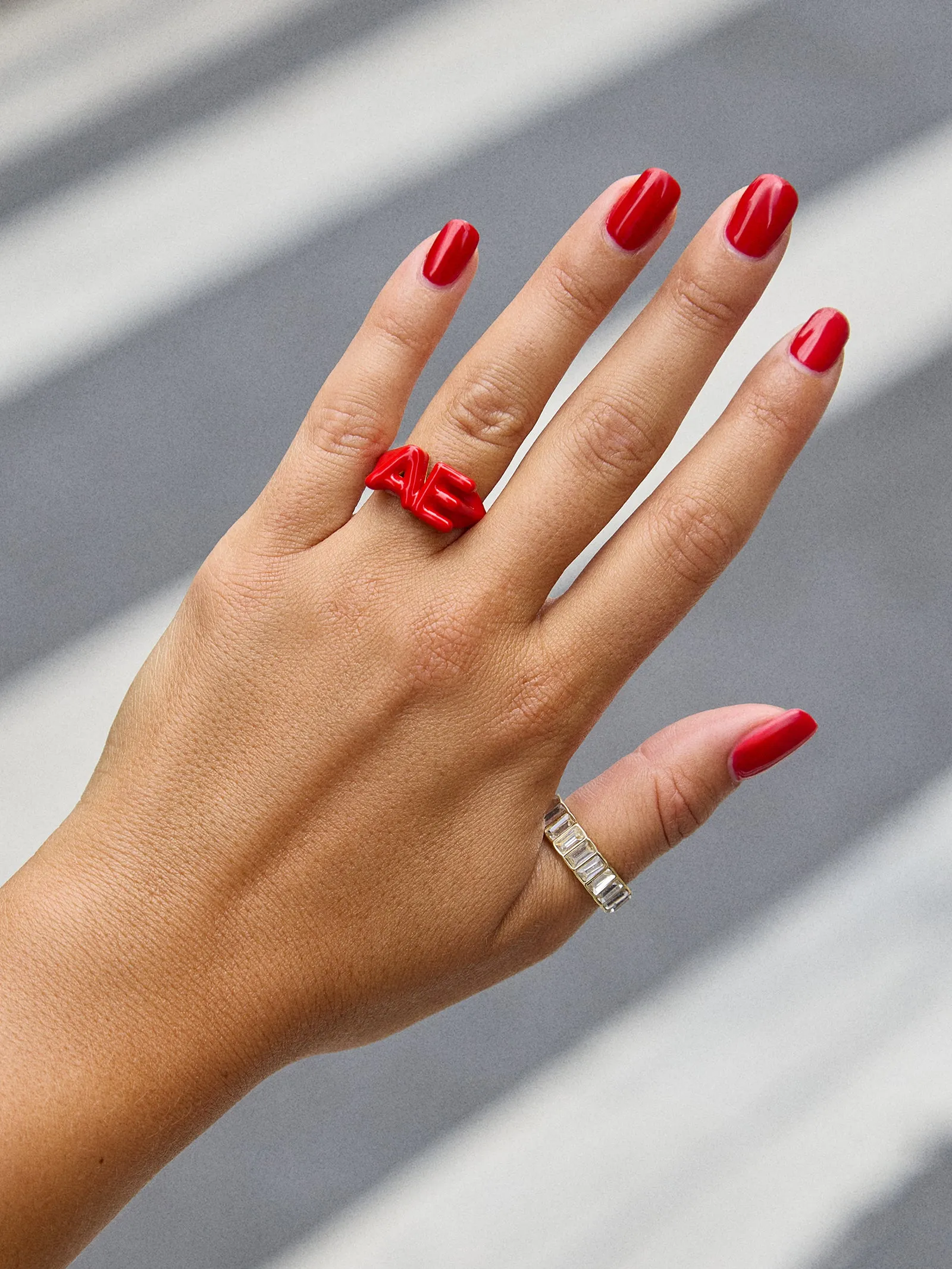 Block Enamel Custom Initial Ring - Red sold by BaubleBar product image thumbnail 2