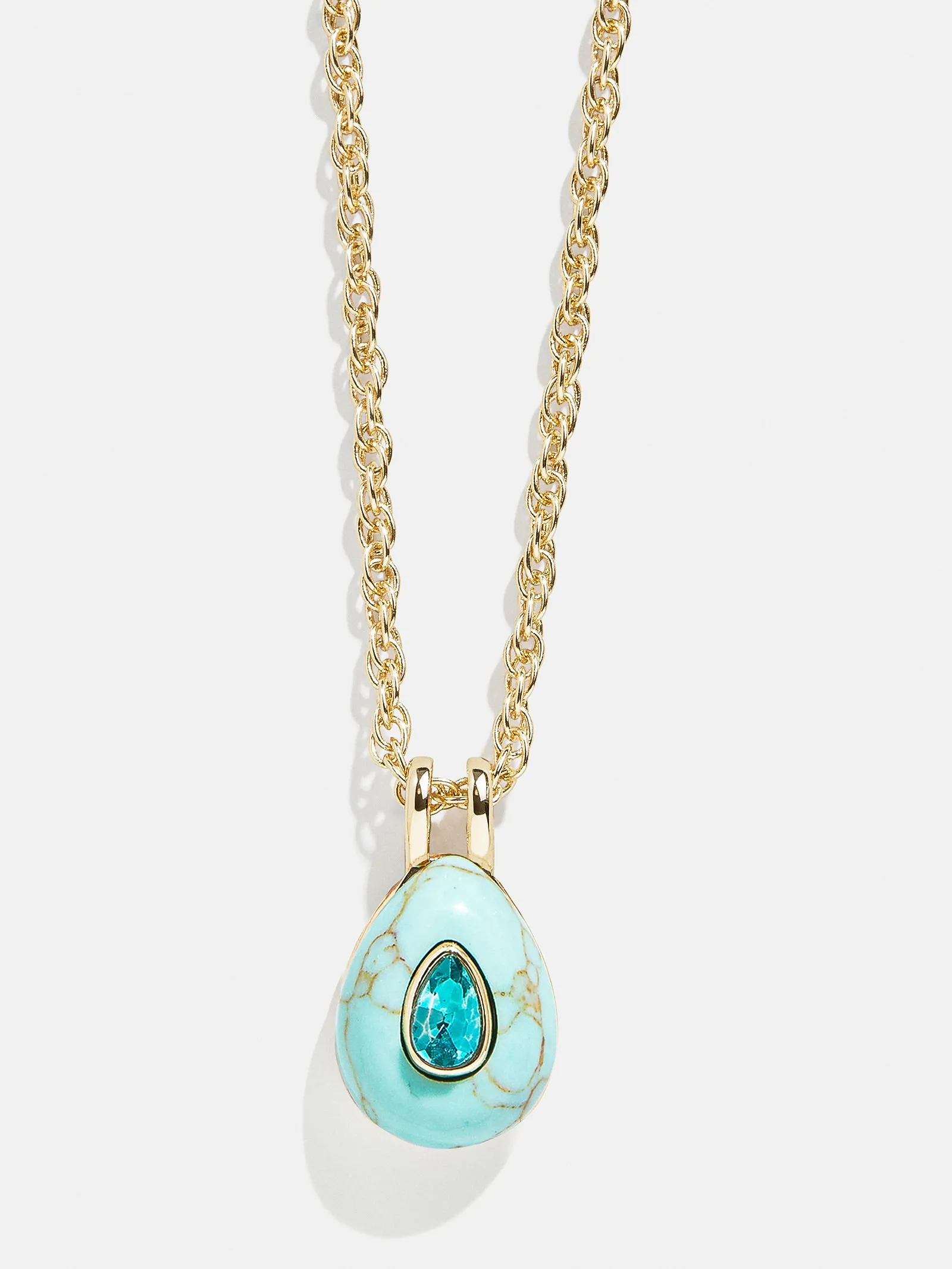Semi-Precious Teardrop Birthstone Necklace - Blue Zircon sold by BaubleBar