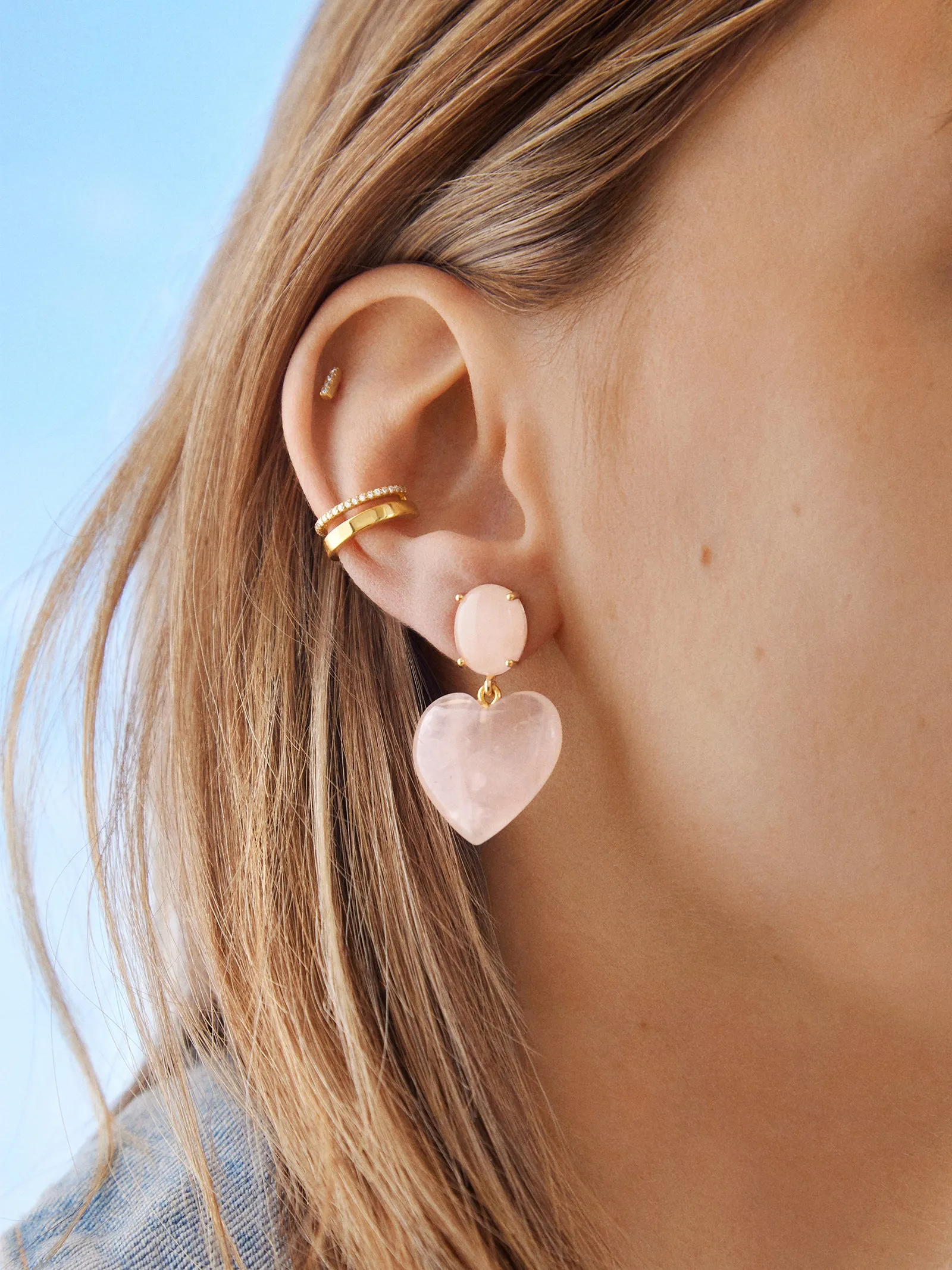 Semi-Precious Juno Earrings - Rose Quartz Stone sold by BaubleBar product image thumbnail 2