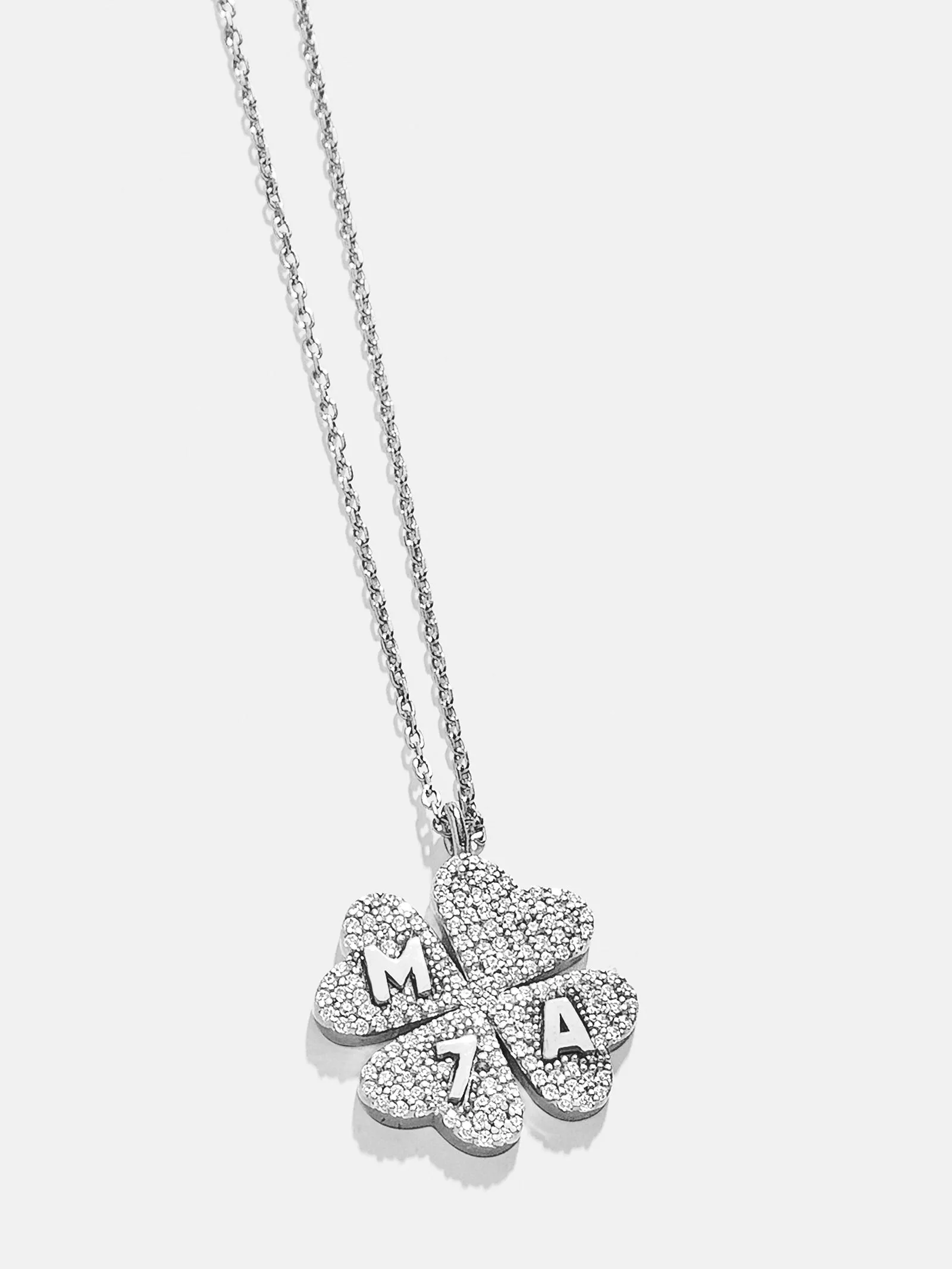 Clover Sterling Silver Custom Pendant Necklace - Sterling Silver. Pavé Cubic Zirconia Stones sold by BaubleBar product image thumbnail 3