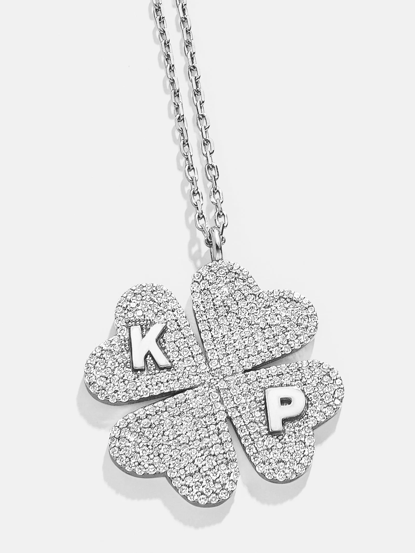 Clover Sterling Silver Custom Pendant Necklace - Sterling Silver. Pavé Cubic Zirconia Stones sold by BaubleBar product image thumbnail 4