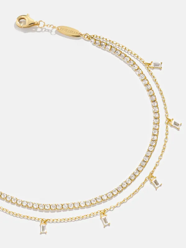Tina 18K Gold Layered Anklet - Gold/Pavé sold by BaubleBar