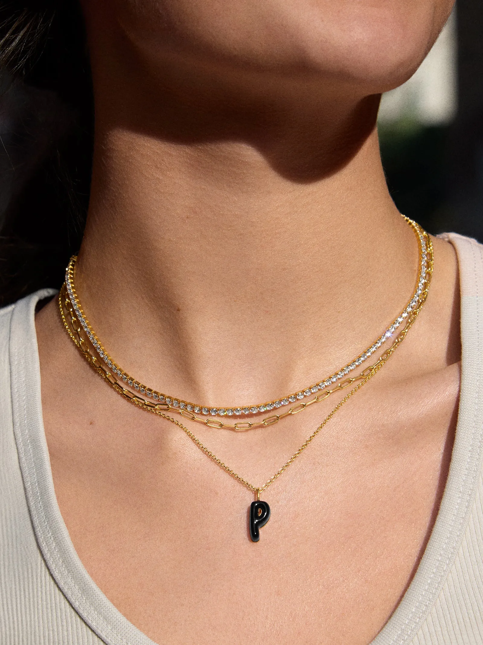 Mini Bubble Initial Enamel Necklace - Black sold by BaubleBar product image thumbnail 2