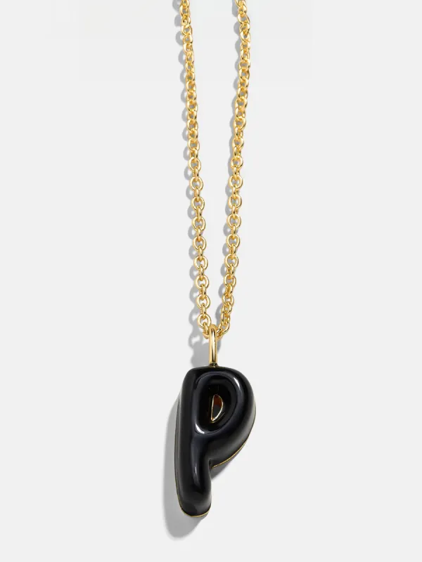 Mini Bubble Initial Enamel Necklace - Black sold by BaubleBar