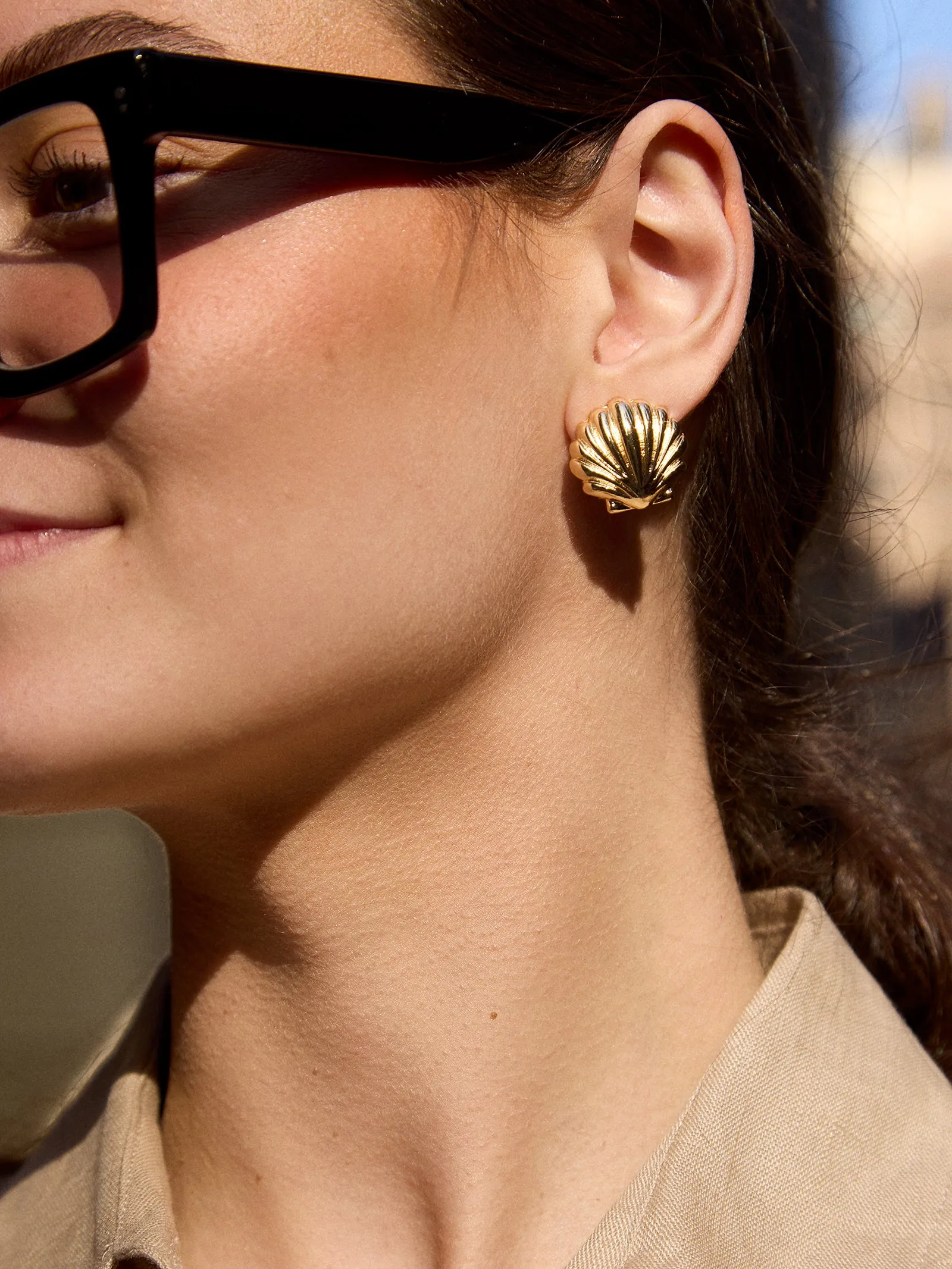 Out of This Shell Stud Earrings - Gold sold by BaubleBar product image thumbnail 2