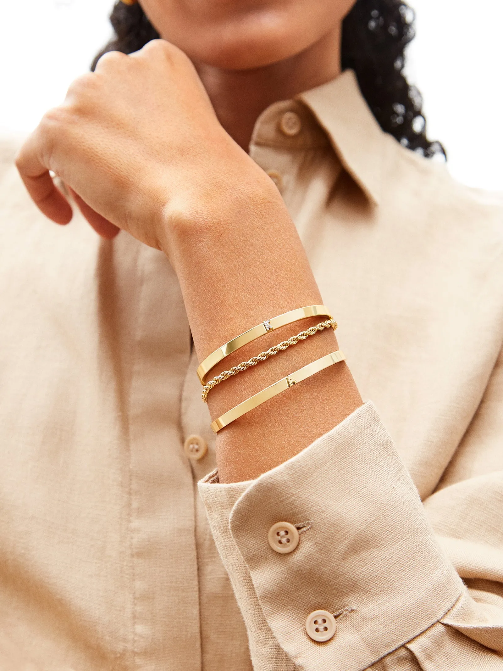 Initial Cuff Bracelet - Gold Letter sold by BaubleBar product image thumbnail 2