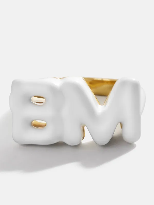 Block Enamel Custom Initial Ring - White sold by BaubleBar
