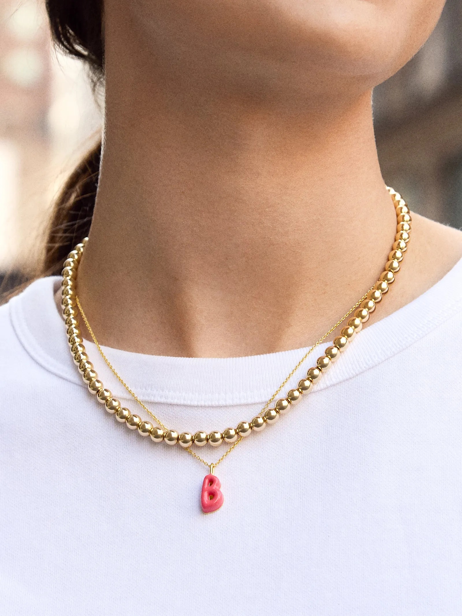 Mini Bubble Initial Enamel Necklace - Coral sold by BaubleBar product image thumbnail 2