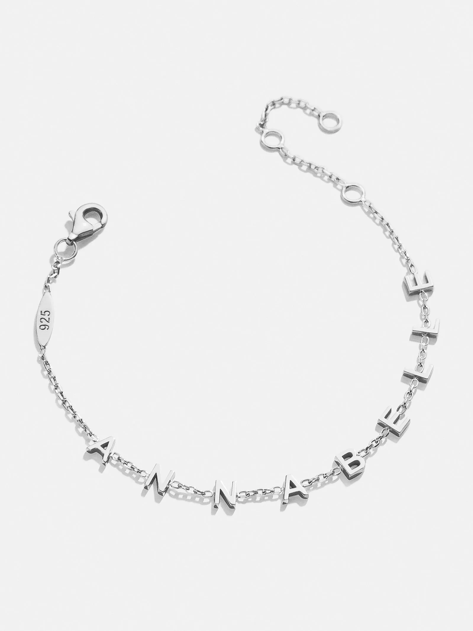 Mini Sterling Silver Spaced Letter Custom Bracelet - Sterling Silver sold by BaubleBar product image thumbnail 3
