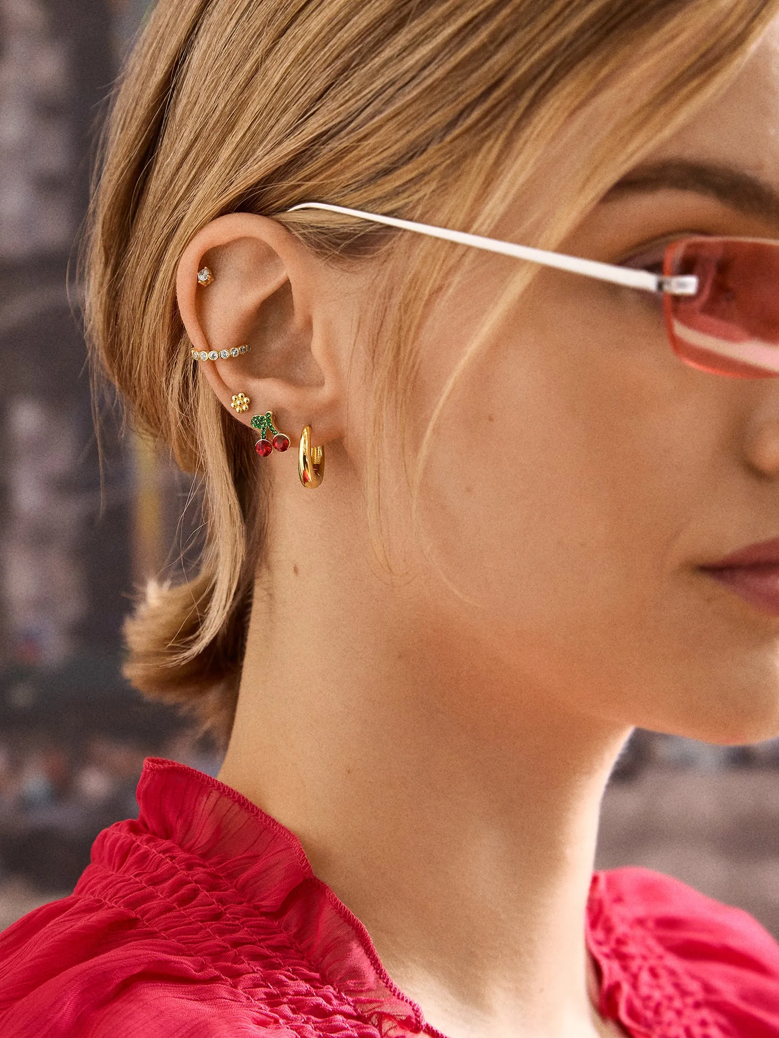 Making Me Cherry Earrings - Cherry Stud Earrings sold by BaubleBar product image thumbnail 2