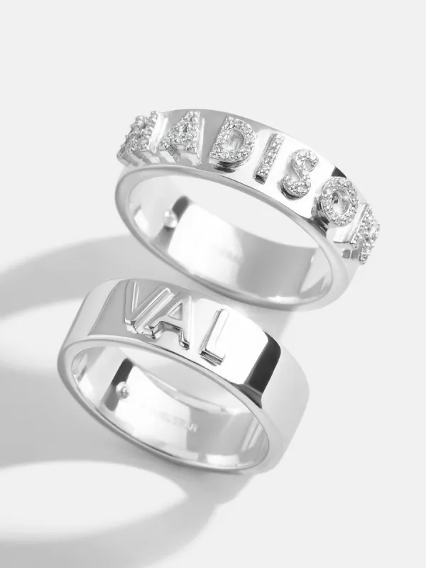 Sterling Silver Custom Block Ring - Sterling Silver sold by BaubleBar