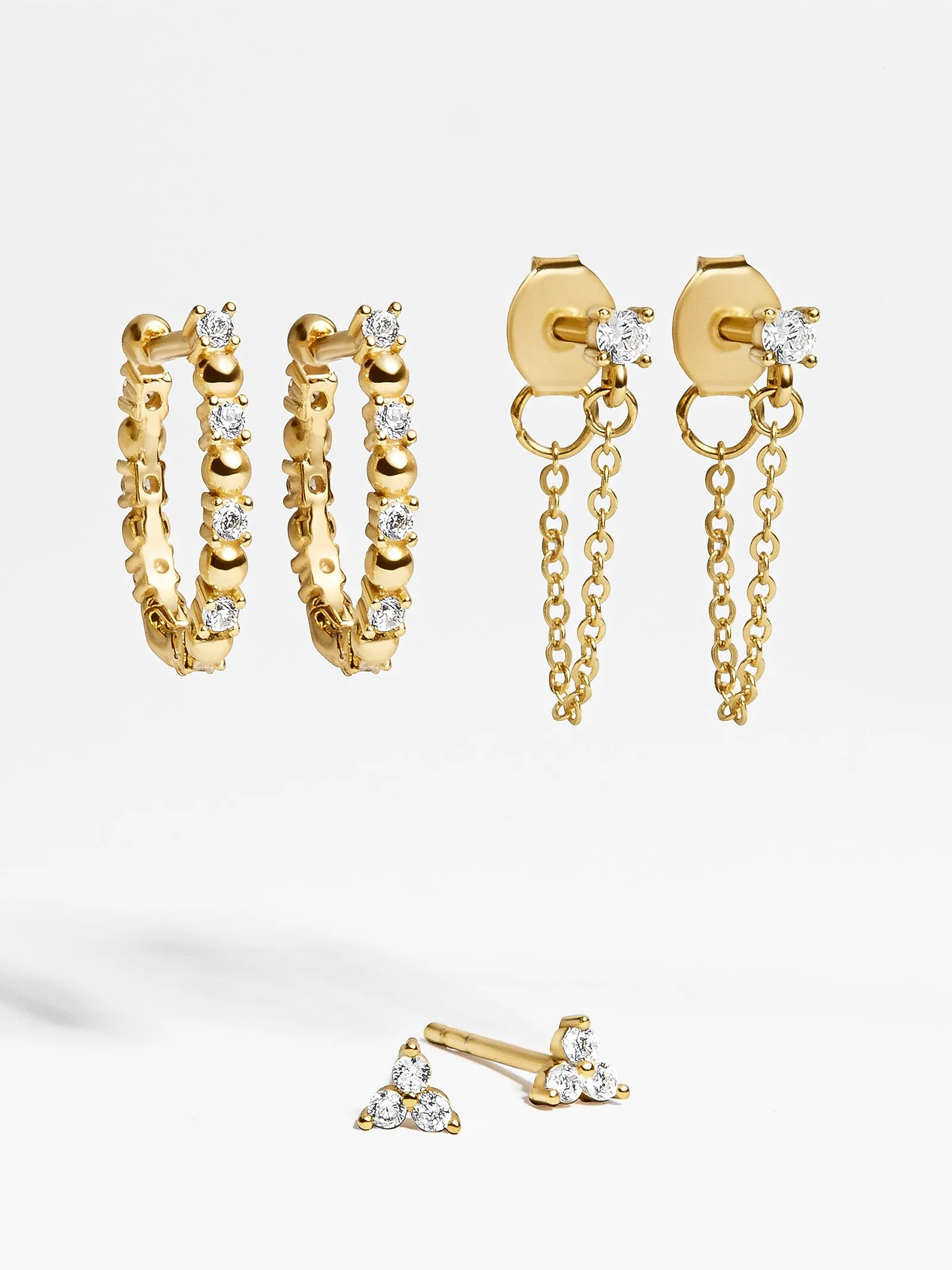Lydia 18K Gold Earring Set - Clear/Gold sold by BaubleBar