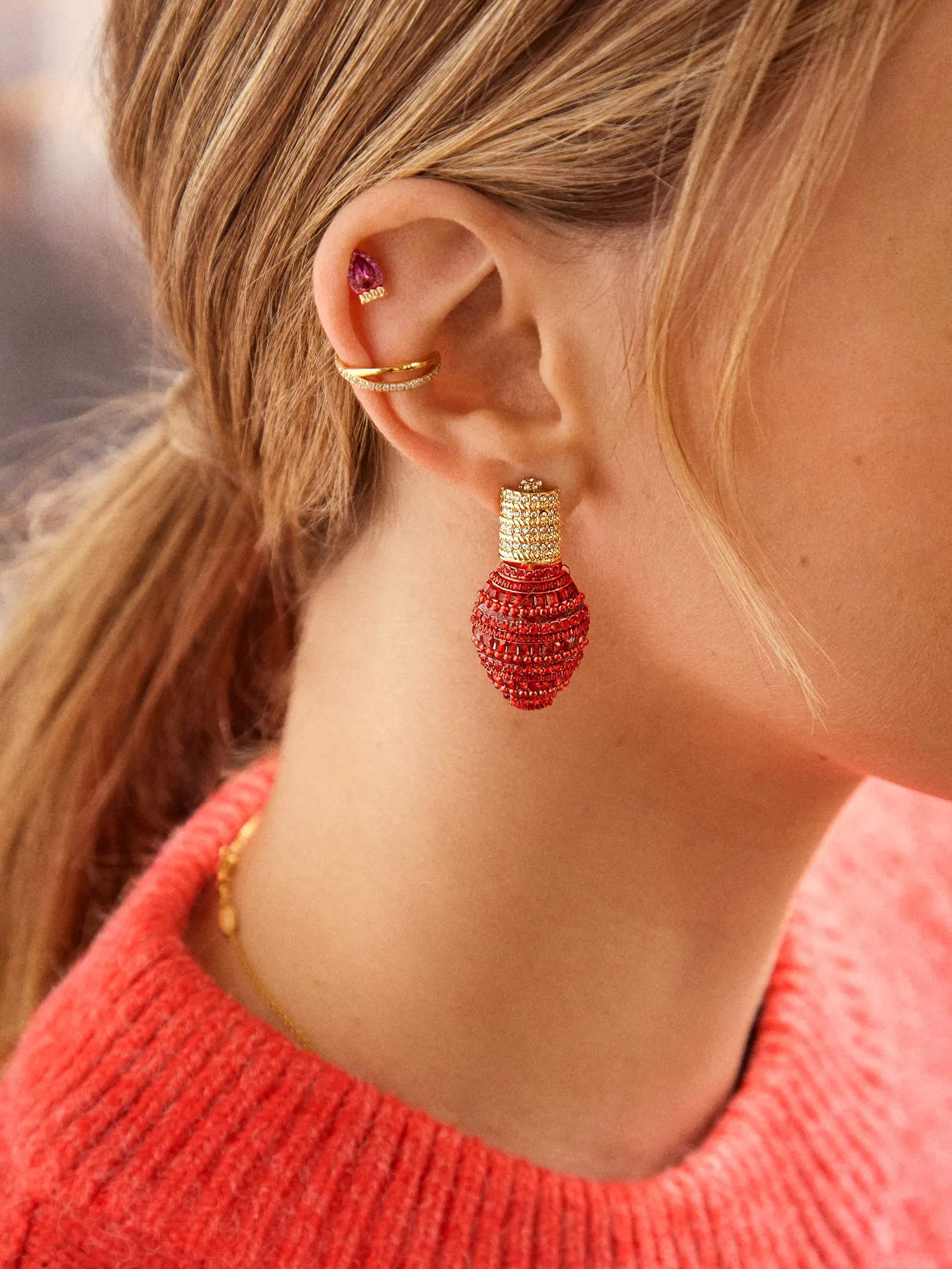 Bright Bulb Earrings - Red sold by BaubleBar product image thumbnail 2